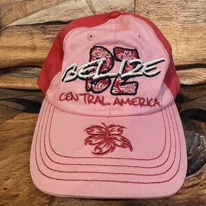 Belize Central America Women's Baseball Cap Hat Pink Red Souvenir Adjustable
